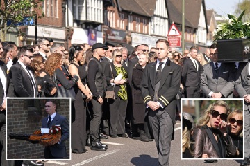 La esposa de Tom Parker llora mientras dirige el funeral de la estrella de The Wanted